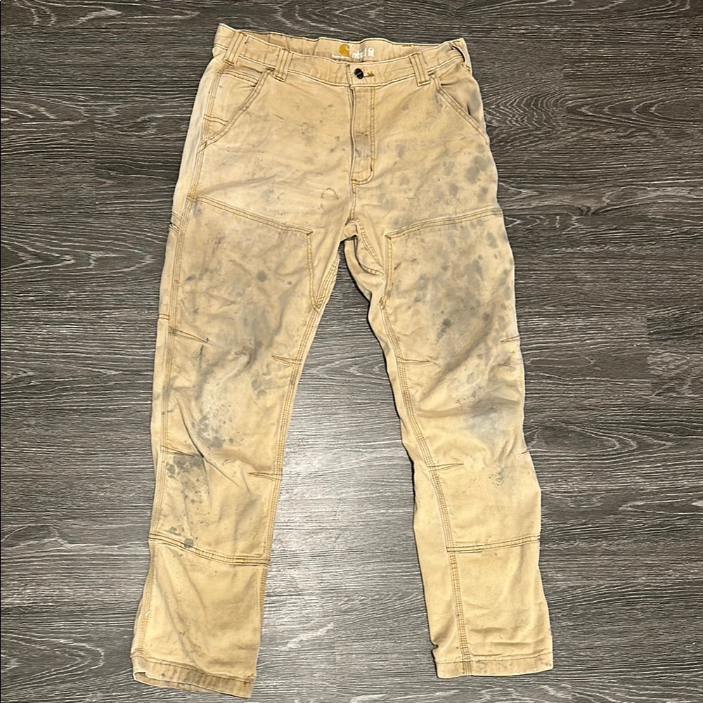 Carhartt WIP Distressed Tan Double Knee Work Pants